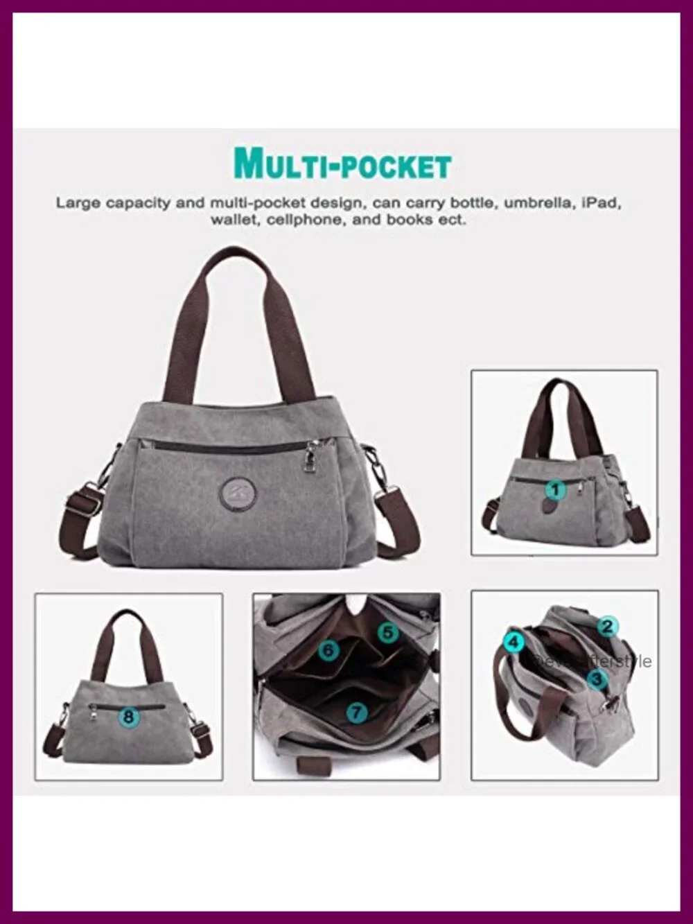 Hobo Canvas Crossbody Bag Women's 3-Compartment Purse Shoulder